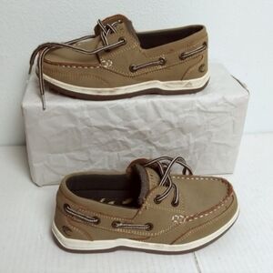 Island Surf Little Boy Size 1 Tan Boat Shoes 2 Eye